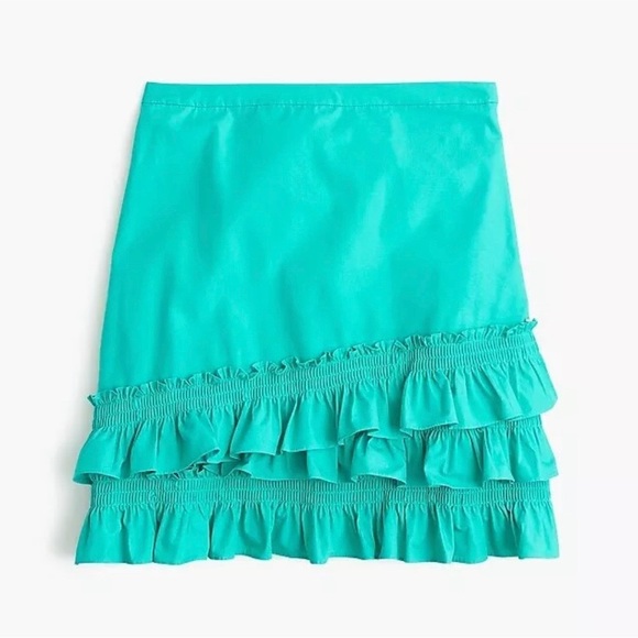 J Crew Turquoise Mini Skirt in Cotton Poplin 0 - Picture 4 of 13